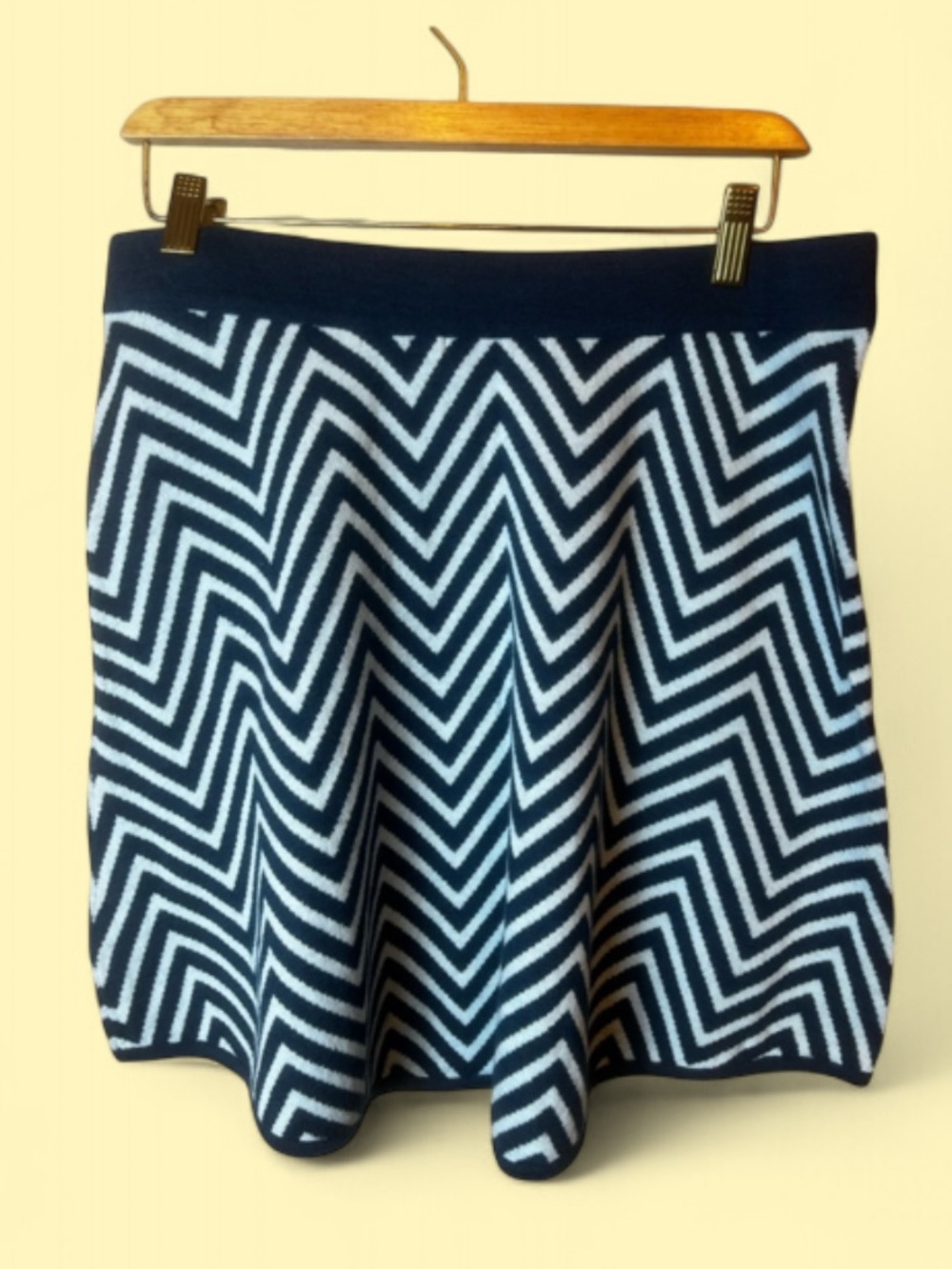 Krimson Klover Merino Wool Blend Chevron Printed Turquoise Mini Skirt Size L